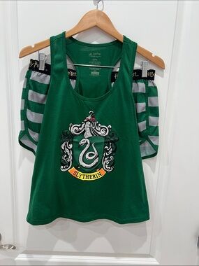 Pottery Barn Green Slytherin Tank with Gray-Striped Shrug